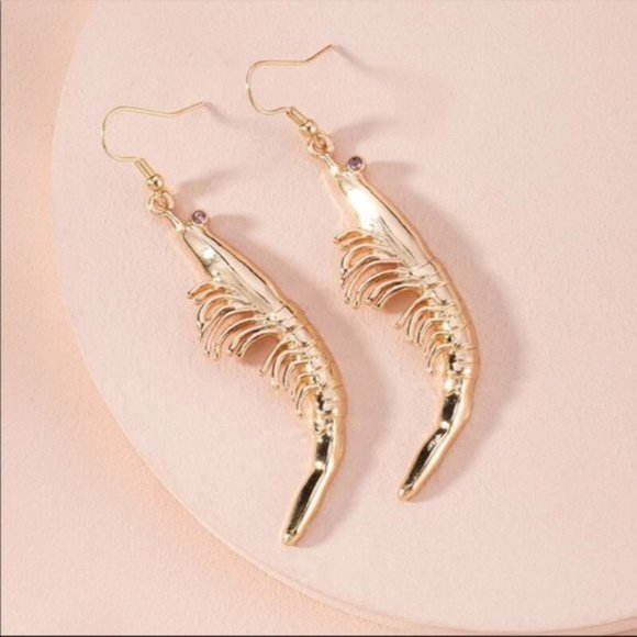 Gold Shrimp Earrings - Picture 3 of 7
